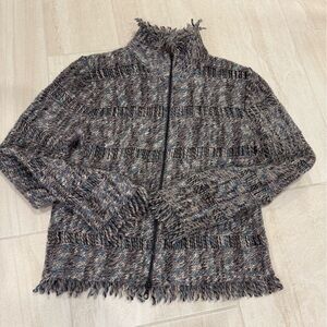 Emporio Armani Black and Gray Knit Cardigan